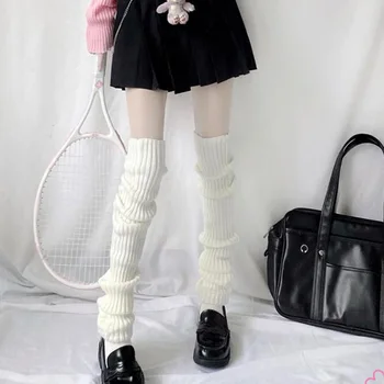 70cm Át Térd Japán JK Egységes lábmelegítő koreai Lolita Téli Lány Nők Kötött Boot Zoknik felhalmozódik Zokni Láb Felmelegedés Borító