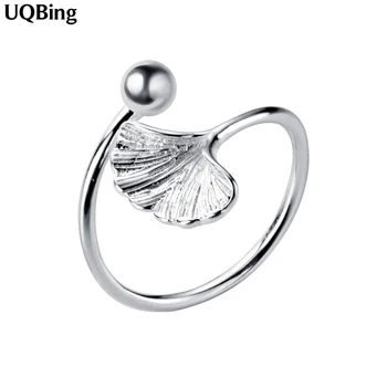 925 Sterling Ezüst Ginkgo Biloba Gyűrűk Retro Gyűrű 100% 925 Sterling Ezüst Gyűrű Női Ékszerek 2019