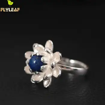 925 Sterling Ezüst, Lapis Lazuli Lótusz Virág Nyílt Gyűrűk A Nők Magas Minőségű Divat-Stílus Hölgy Édesvízi Gyöngy ékszerek