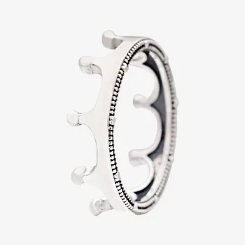 925 Sterling Ezüst Pan Gyűrű Új, Fényes Korona Gyűrű A Nők Esküvő Ajándék Divat Ékszerek