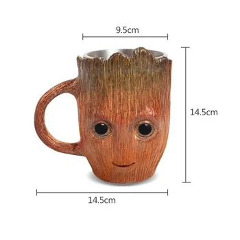 A fa az Ember Groot Rozsdamentes Acél Víz Csésze Kávé Medve Tea 3D Modell Sztereó Nagy Kapacitású Kupa Aranyos Rajzfilm Bögre Ajándék