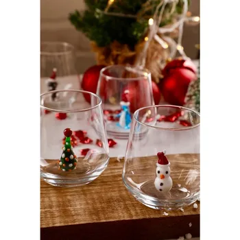 A karácsony Különleges Üveg Figurák a Készlet Hat Csodálatos Csésze Víz a Legjobb Ajándékokat , Hóember Fa Santa Murano Művészeti Stb.