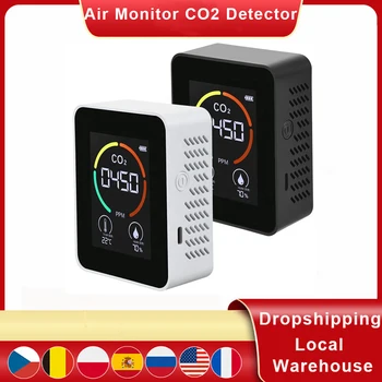 A levegő Monitor CO2 Érzékelő Szén-Dioxid Üvegházhatású Levegő Minősége Hőmérséklet Páratartalom Monitorok Kit Gyors Mérési Méter