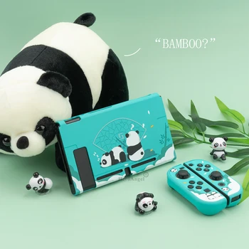 A Nintend Kapcsoló Cuki Panda Shell Rajzfilm Tündér Liga Zöld Bambusz Nehéz Védőburkolat Vissza Girp Shell Nintendo Kapcsoló
