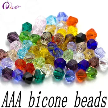AAA minőségű 100/csomag 3-4mm kristály bicone, gyöngyök távtartó üveg gyöngyökkel laza gyöngy Karkötő Kiegészítők Ékszerek készítése DIY
