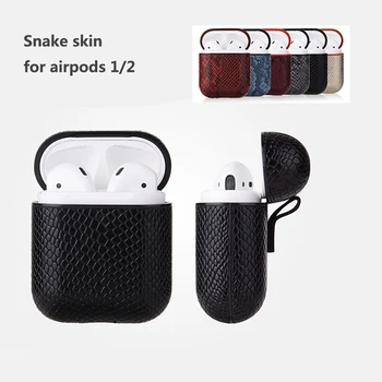 Airpod Kígyó Bőr Táska Esetben Fedezi az Apple AirPods 1 2 Luxus Bőr tok Vízálló Töltő Doboz Esetekben DropShipping