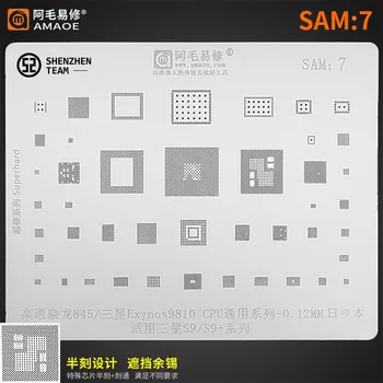 AMAOE Stencil SAM:7 SAMSUNG S9 S9+ Qualcomm Snapdragon845 Exynos9810 CPU Reballing Stencil Tin Ültetés Nettó Hegesztés