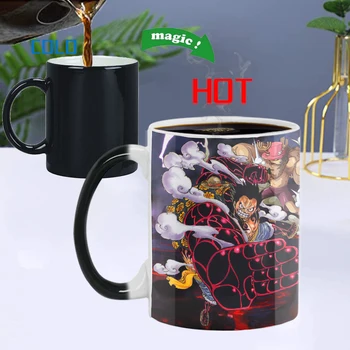 Anime Egy Darab Luffy Zoro színváltó Kupa 11oz Diák Reggeli Hivatal Kávé, Tej, Tea Kerámia Mágikus Bögre Szórakoztató Minta Ajándék