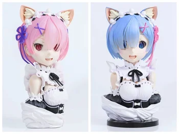 Anime Újra Élet egy más világ, nulla macska füle Ram Rem mellszobor szexi lány modell dobozos ábra arról, 22cm