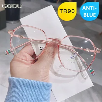 Anti Kék Fény Szemüveg Nagy Keret Vintage Tér Szemüveg Optikai Lencsék Nő Férfi Fém Szemüvegkeret