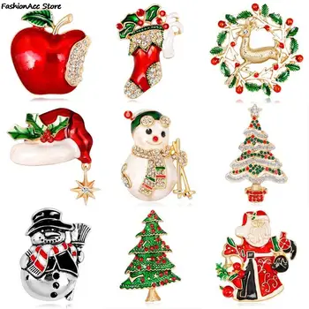 Aranyos Karácsonyi Zománc Bross Fa Szép, Piros Cipő, Csizma Bell Szarvas Hóember Kristály Pin-Női Parti Ékszer Karácsonyi Ajándék