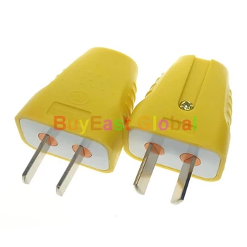Ausztrál, Kína, Új-Zéland 2-Lapos Pin DIY Rewireable tápkábel AC100~220V 10A Sárga Szín