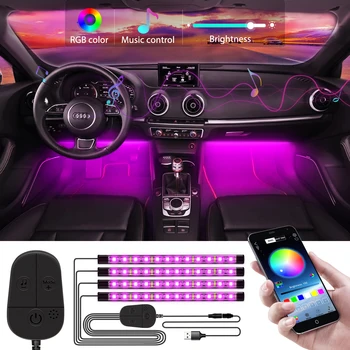 Autó Dekoráció Lámpa RGB LED Szalag Lámpa USB Vezérlő, illetve APP Sync a Zene Vízálló Belső Légkör Fény