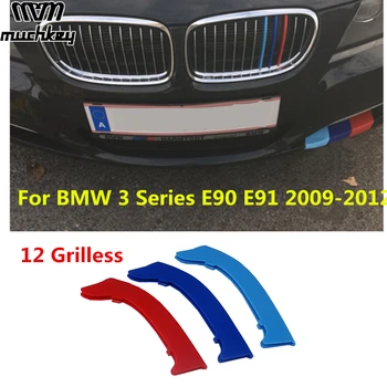 Autó Hűtőmaszk díszítőelemek Grill Borító Matrica a BMW 3-as Sorozat 2009-től 2012 E90 E91 320 325 330 335 3D M Stílus 12 Hűtőrácsokat