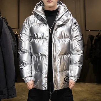 Az új gyűjtemény Jakcet Férfi Meleg Divat a Férfi Toll High-end Kapucnis Outwear Új Tollat Sűrűsödik Fény Homme Kabátok