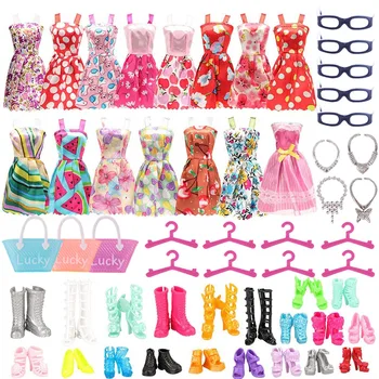 Barbie Szett Barbie Baba Ruhák, Cipők, Kiegészítők, Táskák, Fogasok Szemüveg Illik 11.8 Hüvelyk Barbie Baba&BJD Baba,Játék Lányoknak