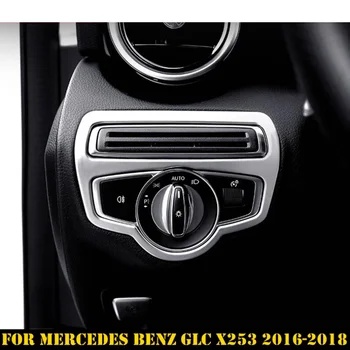 Belső legömbölyített léc ABS Matt A Mercedes-Benz GLC X253 2016 2017 2018 Fejét Világítás Kapcsoló Gomb Keret Fedezi Kárpitok