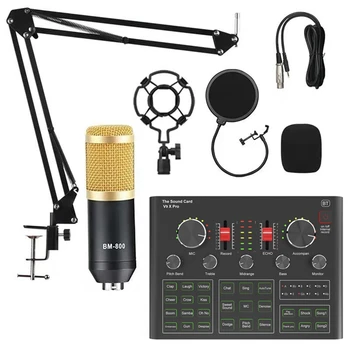 BM800 Kondenzátor Mikrofon Szett V9X PRO Live hangkártya, a Számítógépes Karaoke Stúdió Felvétel Okostelefon