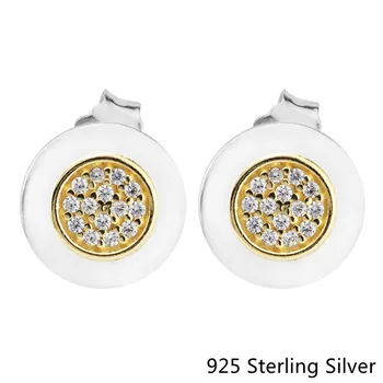 CKK 925 Sterling Ezüst 14K Arany Aláírás Fülbevaló Női Ajándék Eredeti Divat Ékszer Készítés