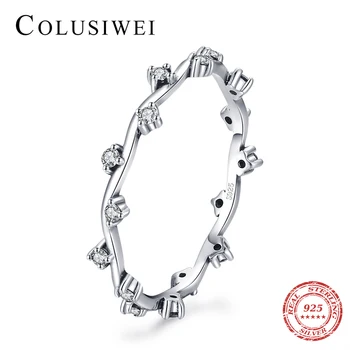 Colusiwei Hiteles 925 Sterling Ezüst Káprázatos Tiszta CZ Cirkon Ujj Gyűrű a Nők Évforduló Nyilatkozat Elegáns Ékszer