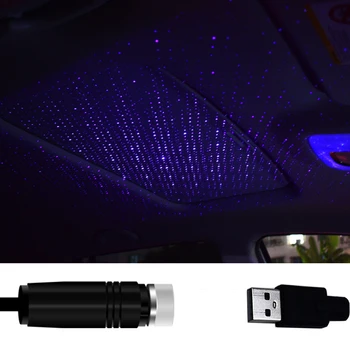 Csillagos Ég Fény USB Autós Környezeti Fény Lézeres Kivetítő Különböző Mintával, Kék, Piros Mennyezeti Lámpa Hangulat Autó Belső Világítás