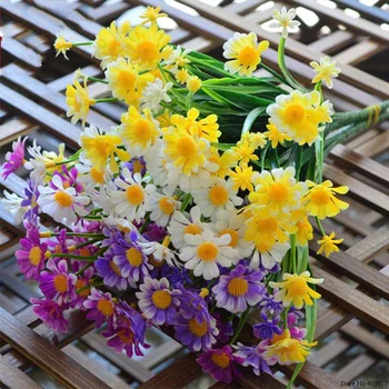 Daisy Mesterséges Virágokat, Kültéri, UV-Rezisztens Hamis Növény Windowbox Zöld Műanyag Bokrok Beltéri Esküvői Erkély Dekoráció