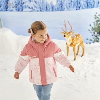 DBM20293 dave bella téli gyerek divat, rajzfilm patchwork kapucnis bélelt kabát gyermek lány maximum csecsemő, kisgyermek felsőruházat