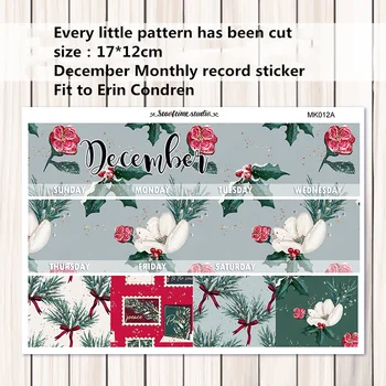 December Karácsony hónap kiadó, Dekorációs Matrica DIY Tervező napló Kialakítva, hogy Erin Condren Havi bejegyzések Matricák