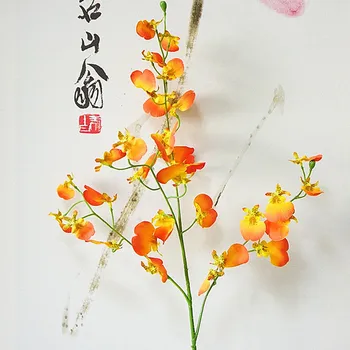 Dinamikus Páva Tánc Orchidea long branch Mesterséges selyem Virágok, Esküvői Fotózás Haza asztal Dekoráció fehér sárga flores