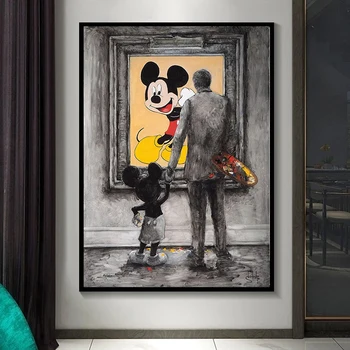 Disney Mickey Egér Vászon Festmény Aranyos Egér Az Ablak Nyomatok, Poszterek, Quadros Wall Art a Gyerek Szoba Dekoráció Cuadro
