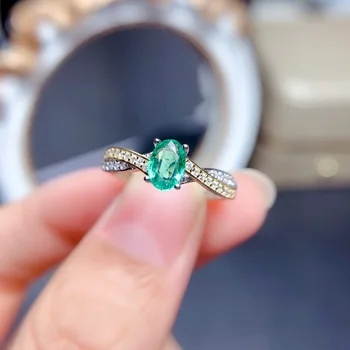 Divat 925 Ezüst Természetes Kolumbiai Smaragd Kő Gyűrű Női Fehér Arany Micro Inlay Cirkon Esküvői Vékony Gyűrűk Ékszerek 2021