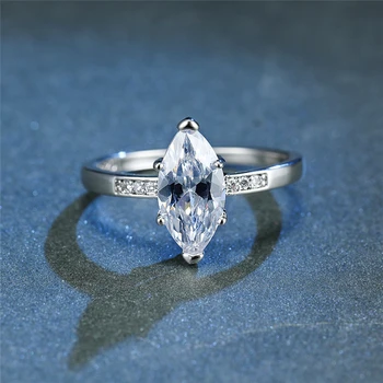 Divat Kecses Egyszerű Design, Ezüst Színű, Vékony Kristály Gyűrű Esküvői Női Gyűrűk Parti Ékszer Ajándék Tartozékok
