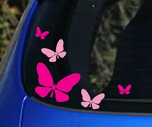 Divat Új Rózsaszín, Pink, 5x Pillangó Vinil Autó Matricák ,lányok, autó ablak, dekorációs matrica lányoknak