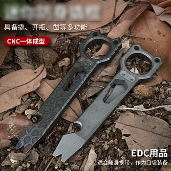 EDC Titán Ötvözet Mini Feszítővas eszközök Kezét Kültéri Túlélési Kemping Többfunkciós Sörnyitó EDC Eszközök