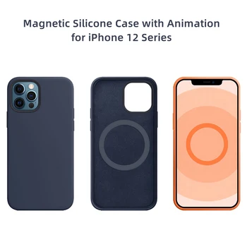 Eredeti Apple Folyékony Szilikon Animáció Mágneses tok iPhone 13 Pro Max 13 Mini Vezeték nélküli Töltés 12 Pro Max Mini Borító