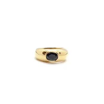 Európai, illetve Amerikai INS Stílus Divat Fekete Aranyozott Gyűrű Rozsdamentes Acélból készült, Aranyozott Nem Halványuló Gyűrűt
