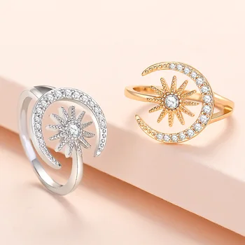 Evimi 925 Sterling Ezüst Gyűrűk a Nők számára Új, Divatos, Elegáns Édes Pezsgő, Hold, Csillag Cirkon Menyasszony Ékszerek Lány Ajándékok