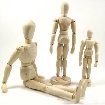 FA 5.5 Cm Magas, Fából készült Emberi Próbababát, Mozgatható Végtagokkal Emberi Művész Modell Próbabábu Fa Rajz, Modell, Manöken W059&3