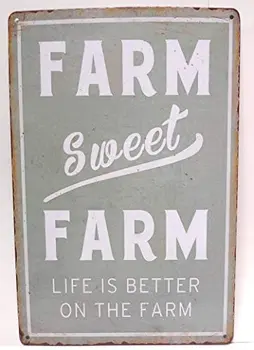 Farm Édes Farm. Sokkal Jobb az élet A Farmon. Vicces Vintage Retro 8x12 Adóazonosító Jel 4, Előre Fúrt Lyukak(TSC405)