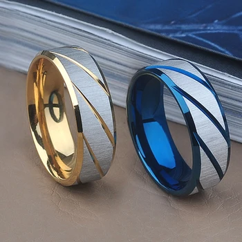 Fekete Kék Arany Twill Gyűrű Titán Zenekar Csiszolt Esküvői Rozsdamentes Acél Szilárd Gyűrű Férfiak Nők 316L Rozsdamentes Acél Gyűrűk