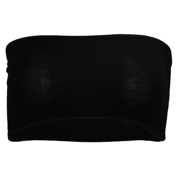 Fekete szexi pánt nélküli mell cső felső bandeau melltartó törölgette clubwear termés szakaszon