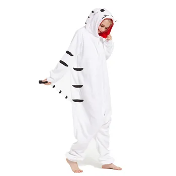 Felnőtt Polár Fehér Tigris Állat Kigurumi Női Férfi Pizsamák Pizsama Cosplay Jelmez Halloween, valamint a Farsangi Buli