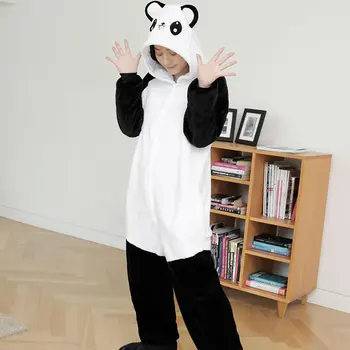 Felnőtt Állat Pizsama-Kezeslábasban Flanel Nők Hálóruházat Kigurumi Pizsi Anime Öltöny Panda Tigris, Zebra Cosplay Rajzfilm Kapucnis Pijama