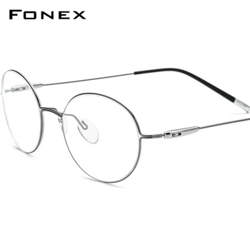 FONEX Titán Ötvözet Szemüveg Férfiak Szemüveget Keret Nők Ovális Rövidlátás Optikai Keret koreai Screwless Szemüveg F1028