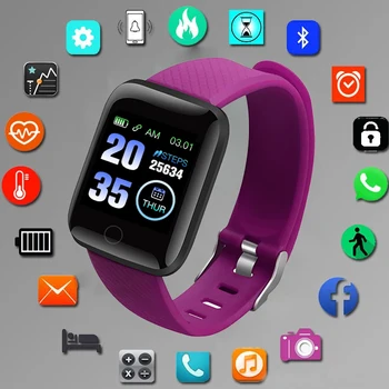Forró Eladni 116plus Intelligens Karóra Férfiaknak a Nők 1.3 hüvelykes Kijelző Sport Karkötő Újratölthető USB Bluetooth-kompatibilis Smartwatch 2021