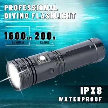 Forró Eladó Újratölthető Búvárkodás, Víz alatti Lámpa Torch Ultra Fényes L2 LED Halászat