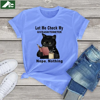 Fura, Fekete Macska, Hadd nézzem meg A Giveashitometer grafikus női Pólók 100 pamut unisex pólók aranyos macska pólók vintage ruhák