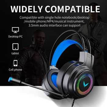 G60 Gaming Headset Gamer Fejhallgató Térhatású Sztereó Vezetékes Fülhallgató USB Mikrofon Színes Fény PCLaptop
