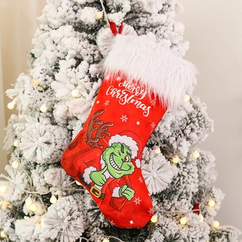 Grincs a Karácsonyi Harisnya Nagy Karácsonyi Ajándék Táskák Kandalló Dekoráció Zokni Új Év Candy Jogosultja Karácsonyi Dekoráció Otthon