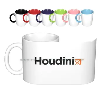 Houdini Kerámia Bögre Kávés Csésze Tej, Tea Bögre Houdini Szoftver 3d Eljárási Számítógépes Grafika Animáció Fx Filmek, Játékok, Vizuális